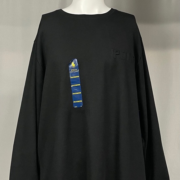 Polo Ralph Lauren New XXL Black Puffy Letter Thermal Longsleeved Tan Man Shirt - Picture 4 of 9